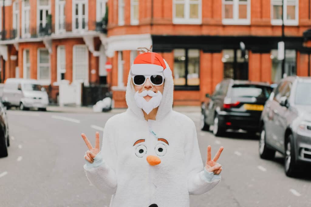 person dressed as olaf from frozen