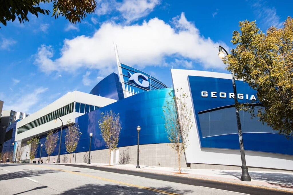Exterior shot of the Georgia Aquarium
