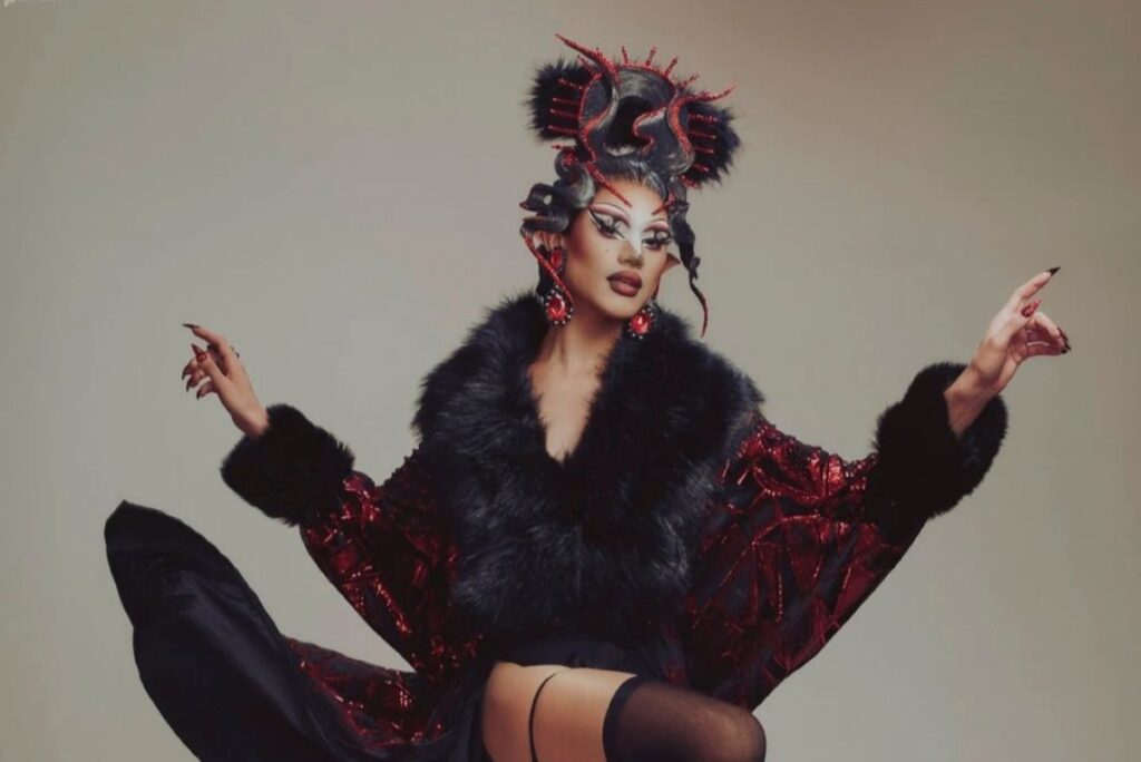 person in a highly styled photoshoot