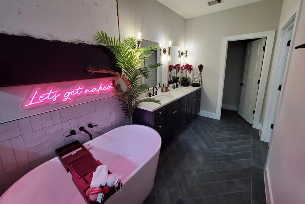 Beautifully decorated modern bathroom for a photoshoot 