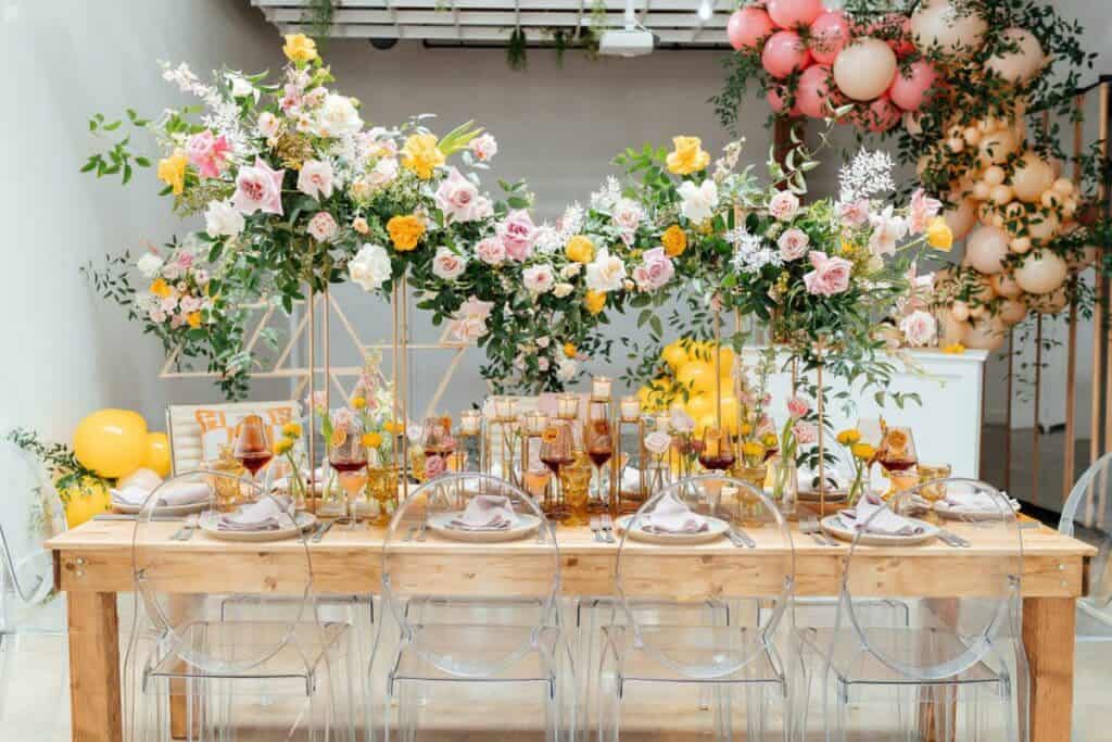 an event space with flowers in seattle