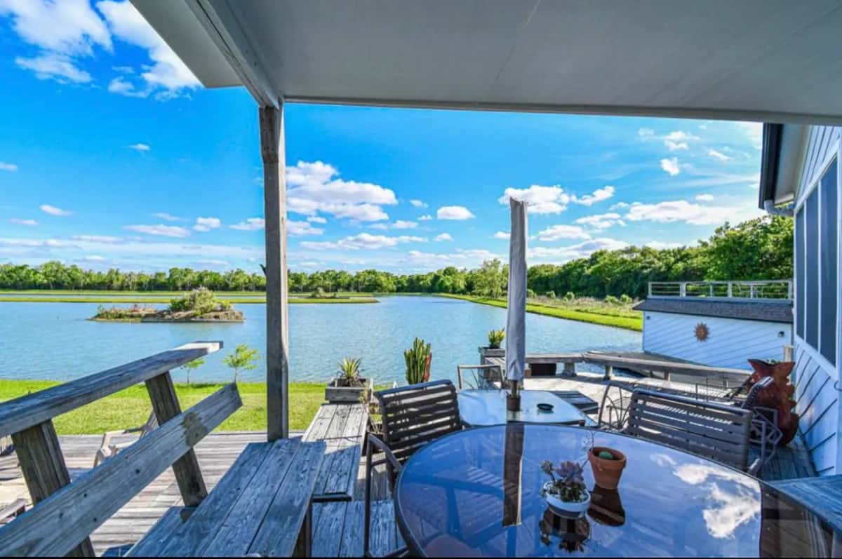 waterfront home with 7 decks