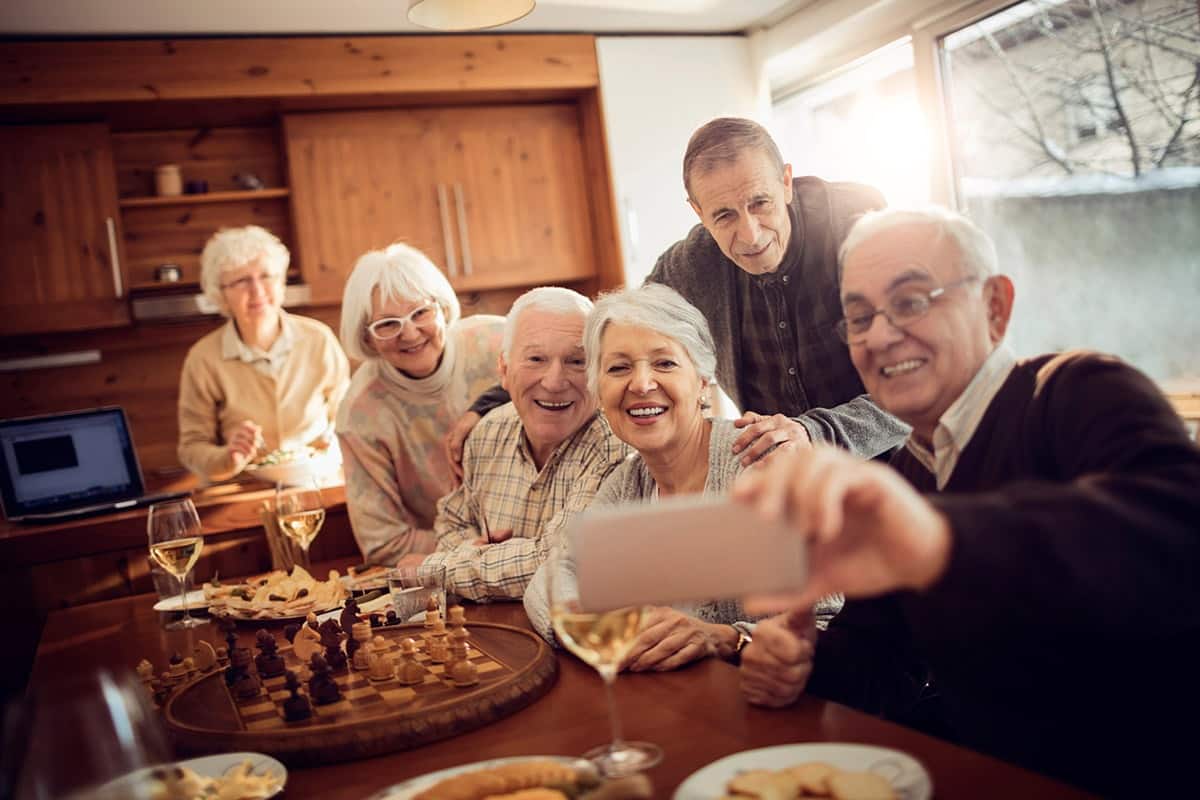 Senior adults taking a picture of themselves