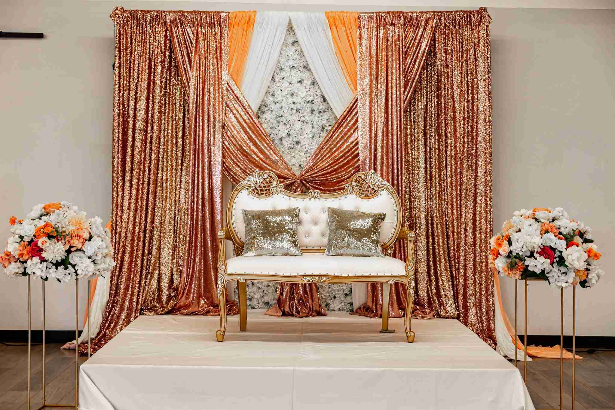 Elegant reception table setting for an Indian wedding in Philadelphia