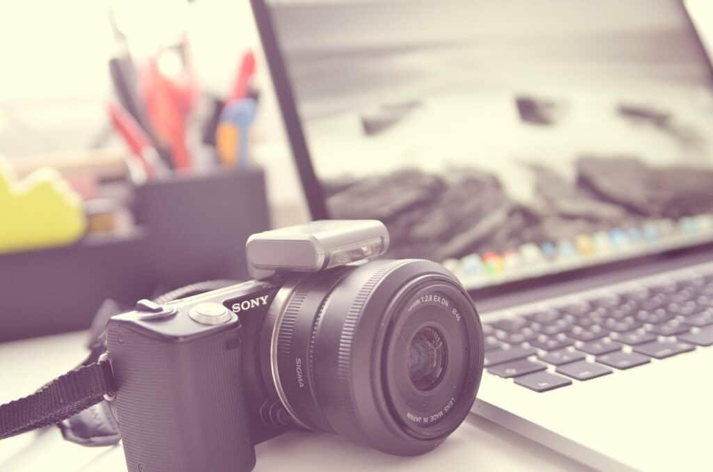 camera and laptop