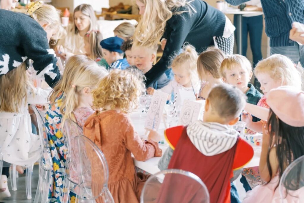 kids painting at a birthday party