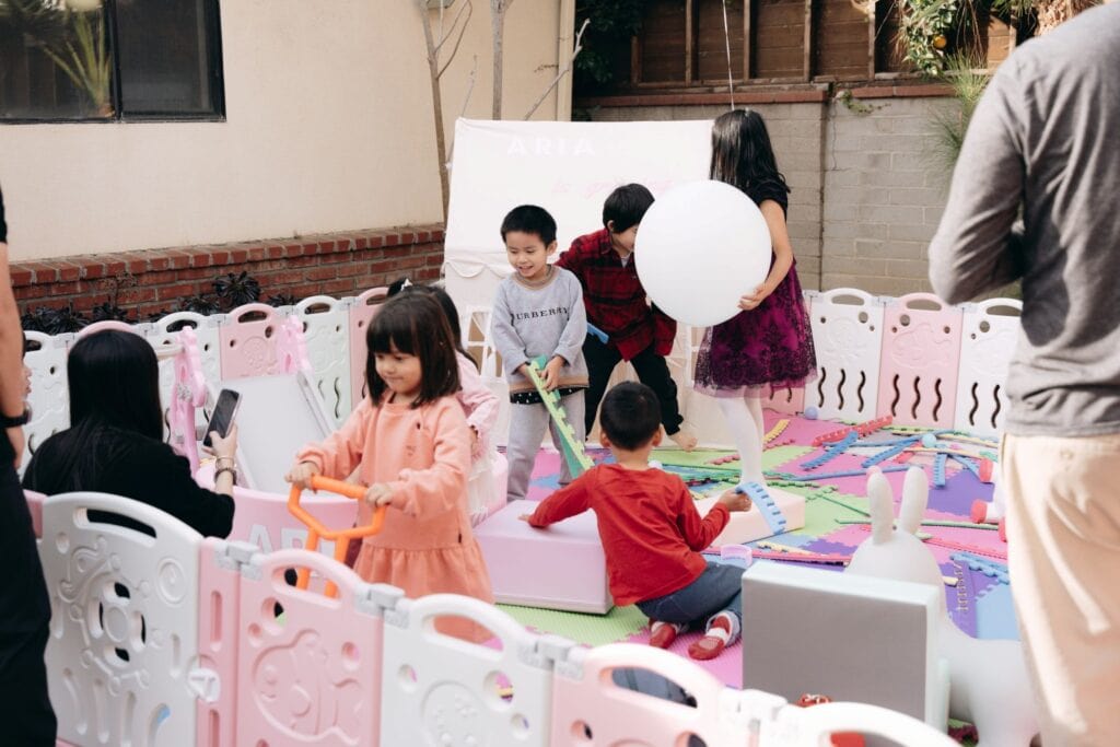 kids playing in a backyard