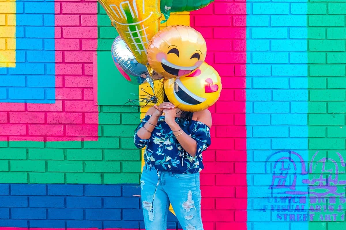 emoji ballons colorful background