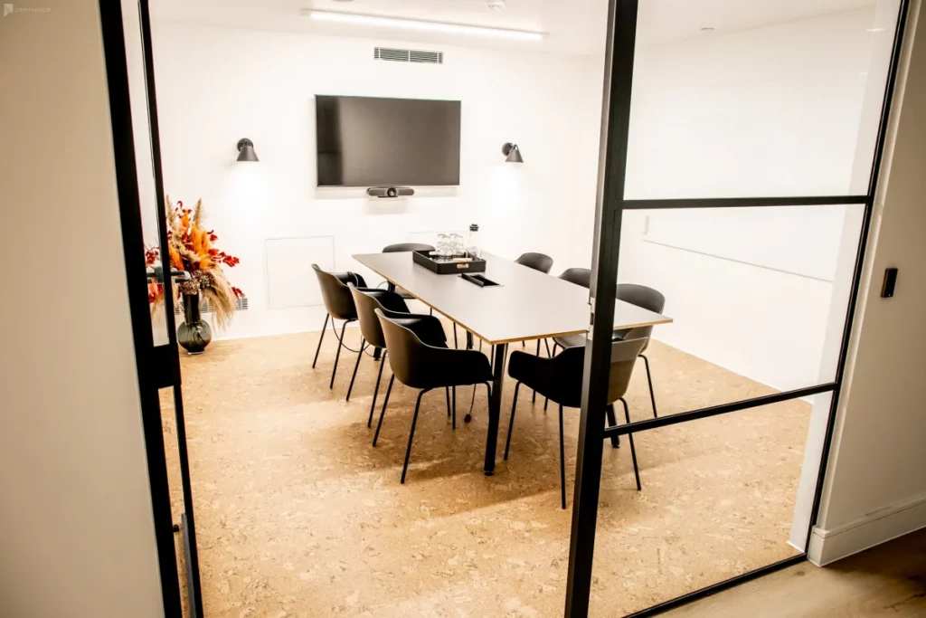 a bright meeting room in london for 8