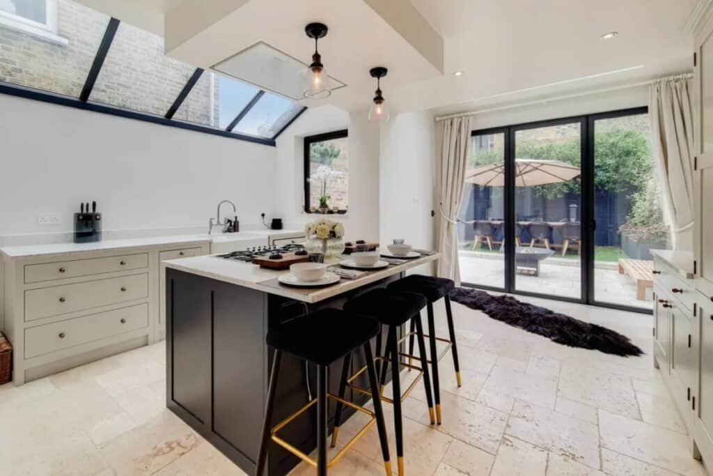 kitchen of natural lit townhouse in London