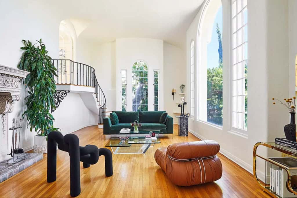 an old hollywood home with high ceilings