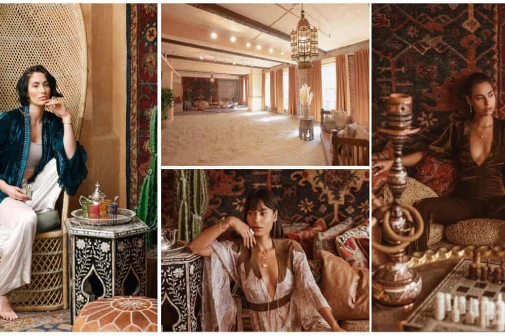 moroccan themed studio with sand floor