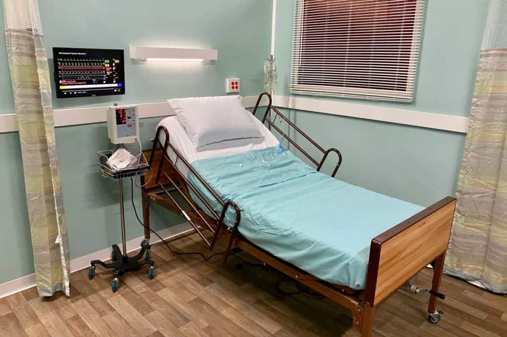 hospital set in soundproof studio in Los Angeles