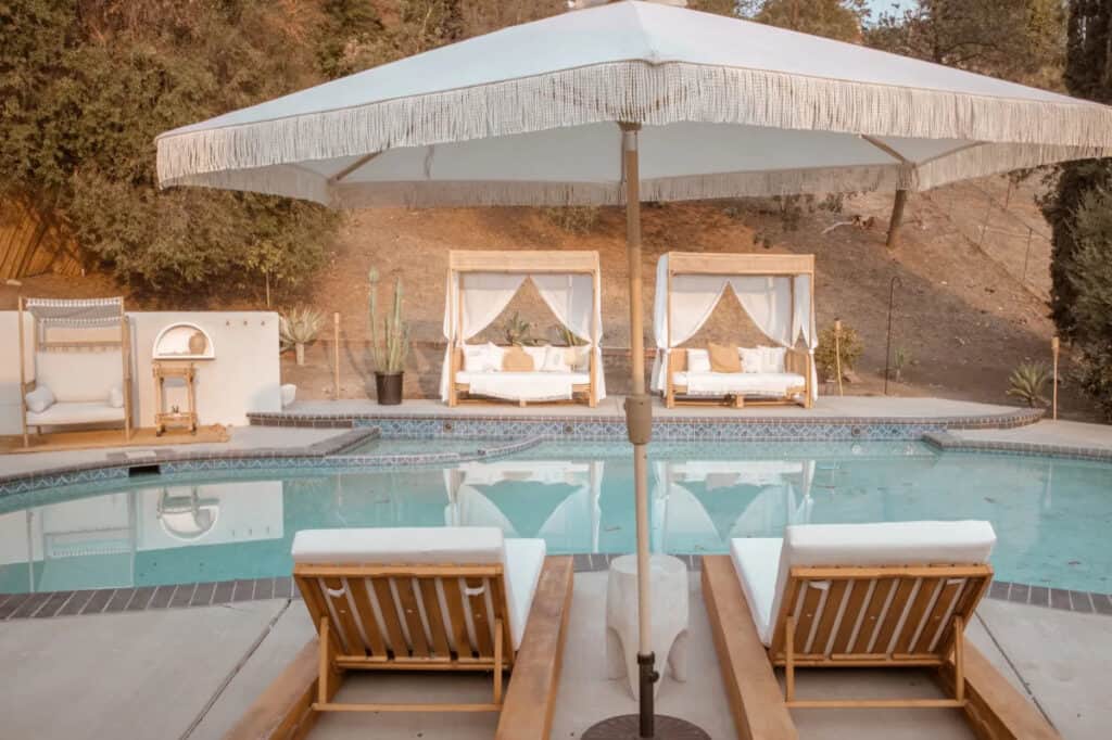 los angeles pool with boho decor