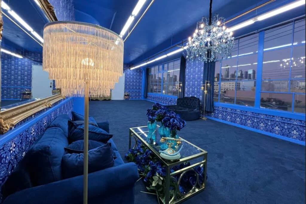 downtown blue luxury suite in Los Angeles, CA 