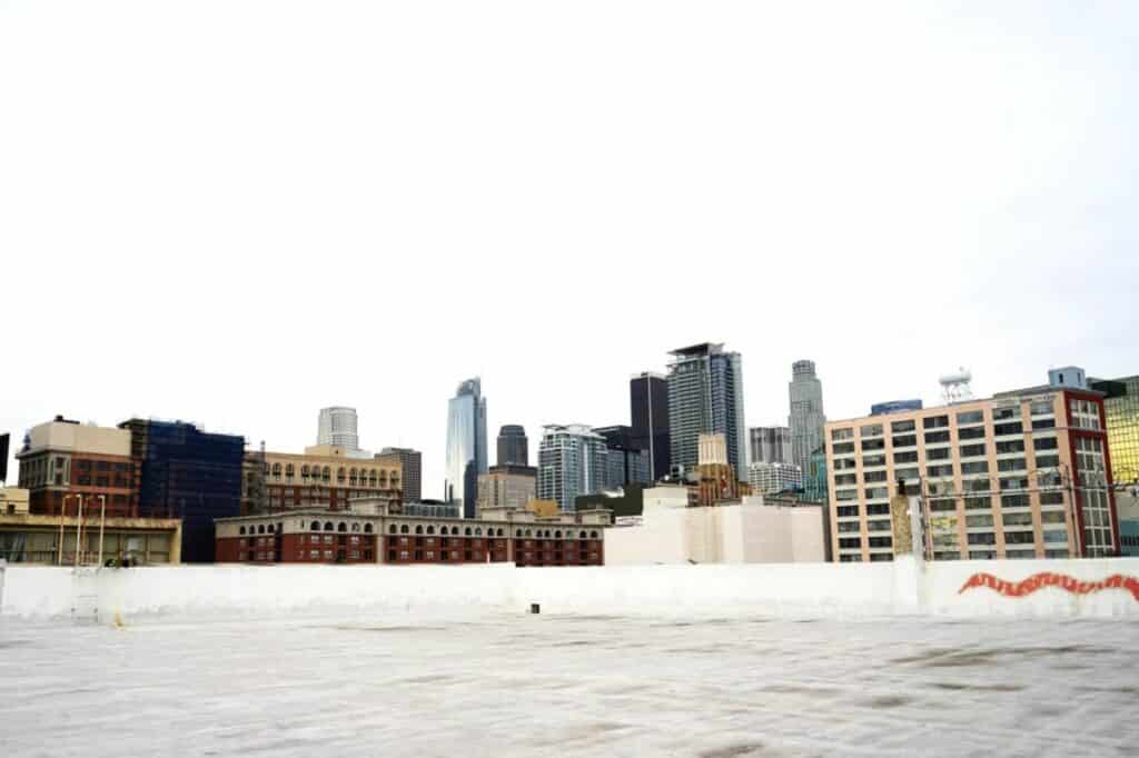 epic rooftop in DTLA for engagement shoots