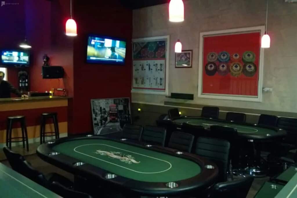 poker hall with a bar