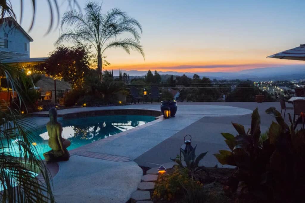 LA pool deck with spectacular city views