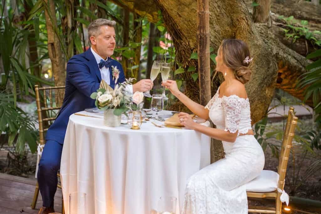 a couple enjoying an outdoor meal