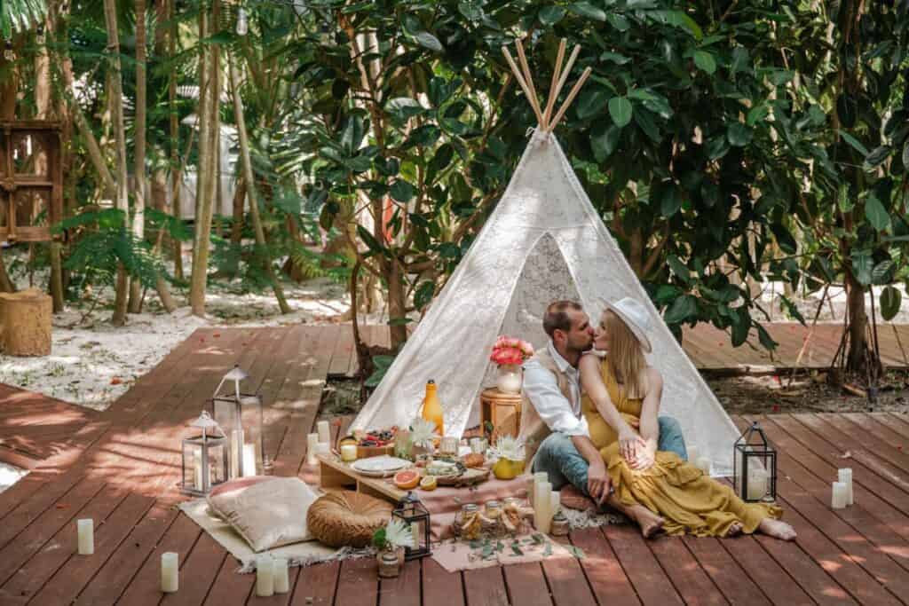 a couple enjoying a picnic