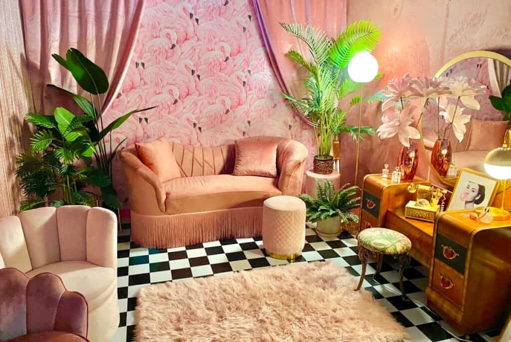 retro pink hollywood studio in Miami