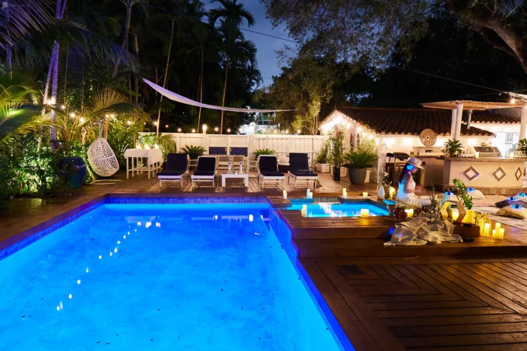 urban lush tropical Oasis pool in Miami