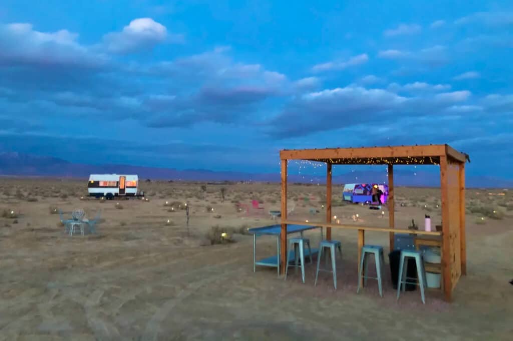 a desert event space with airstreams