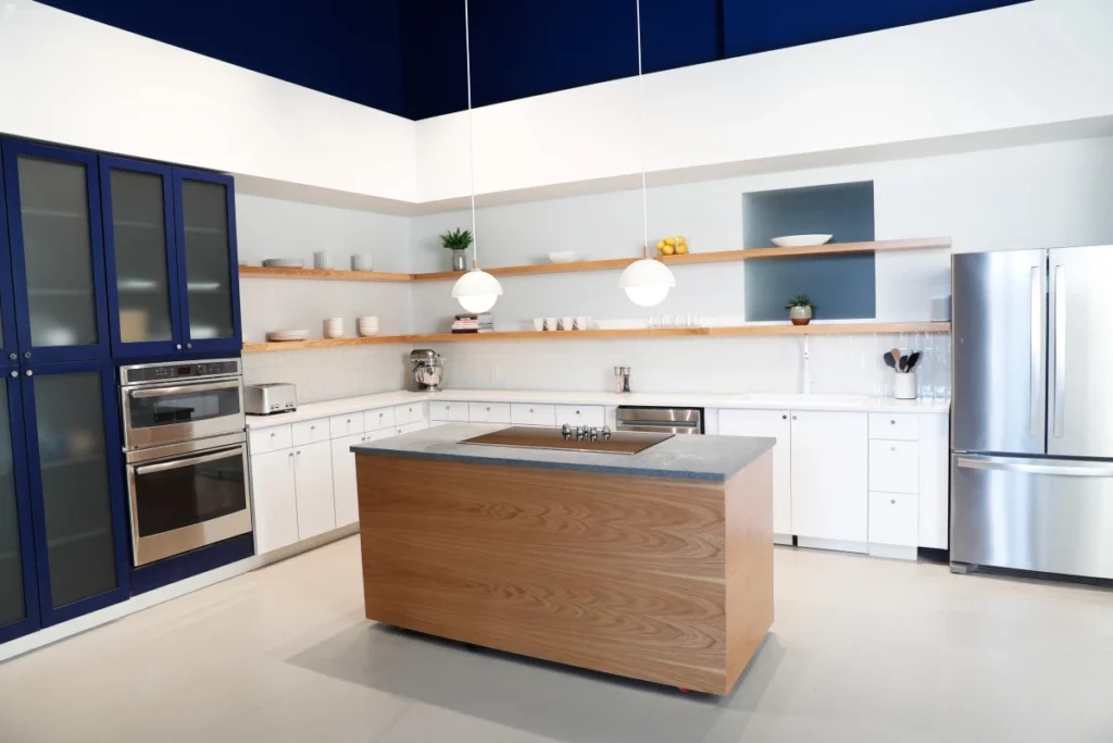 blue and white commercial kitchen