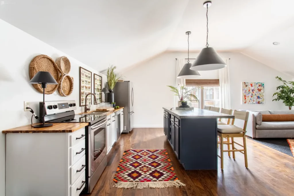 the kitchen of nashville custom designed earthy modern home