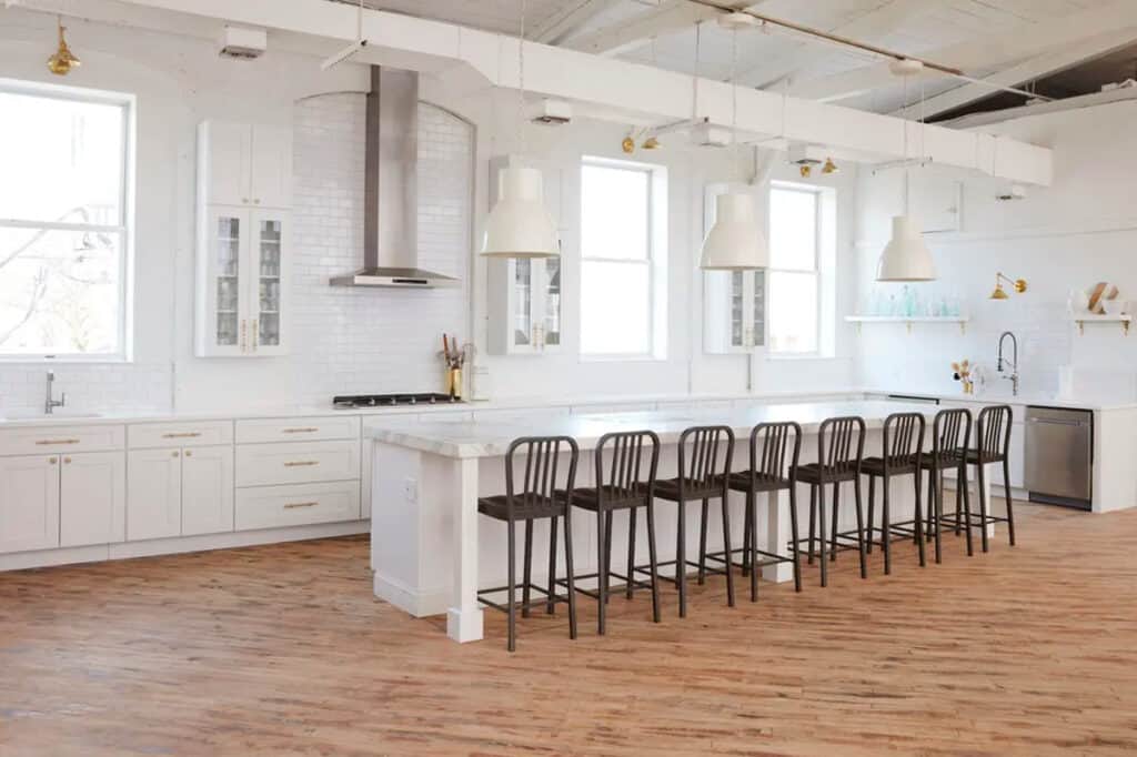  an all-white gourmet chef's kitchen studio