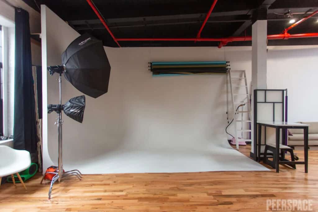 Daylight Photo Studio Paradise with Props, Cyc Wall and Lighting Equipment