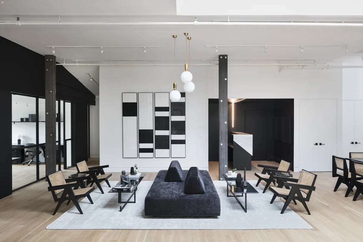 designer black and white work space