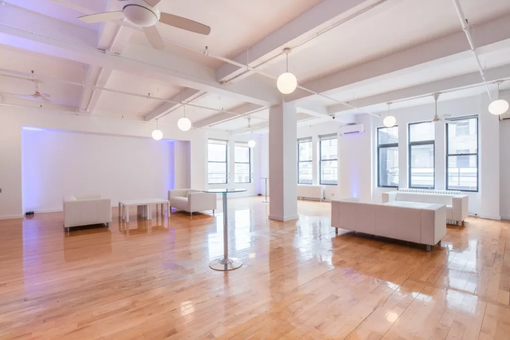 an all-white open concept loft