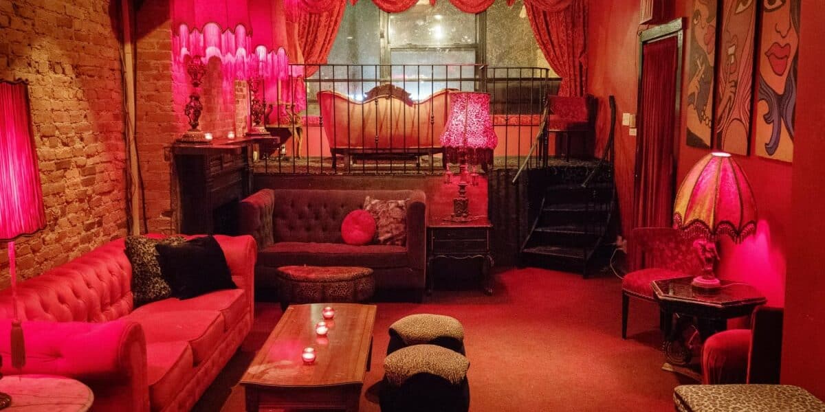 Red lit, bordello-style bar/lounge