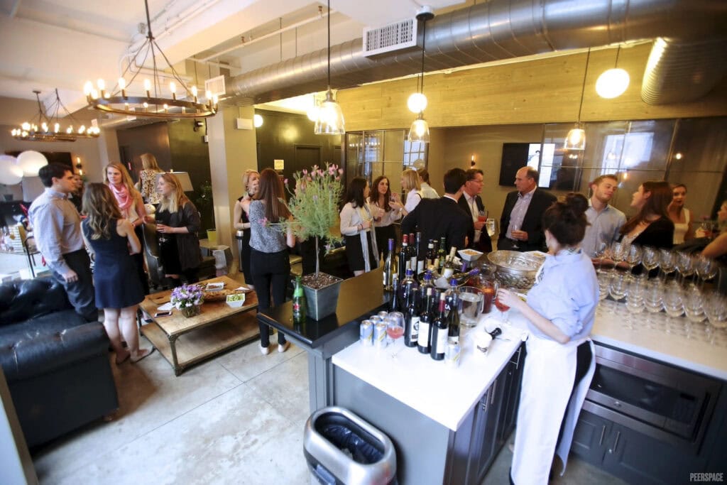 Partygoers gather in swanky NYC warehouse