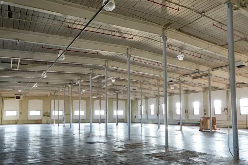 huge empty warehouse with natural light passaic