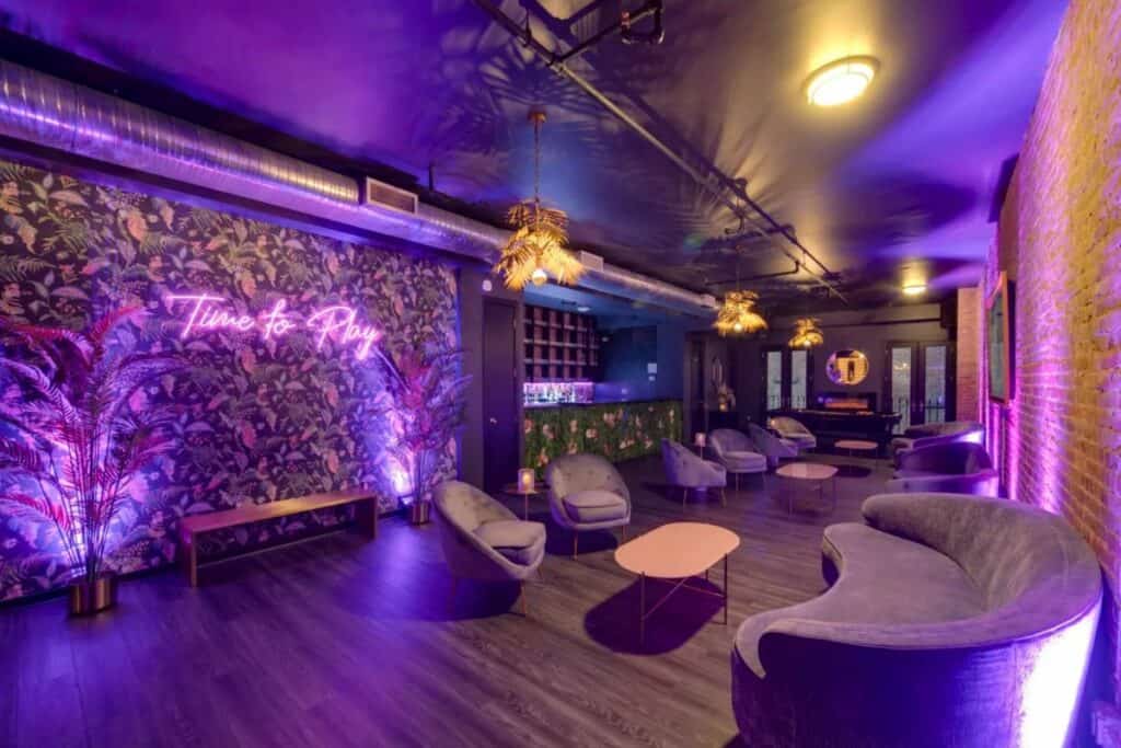 A luxe neon-lit loft in NYC's Flatiron District