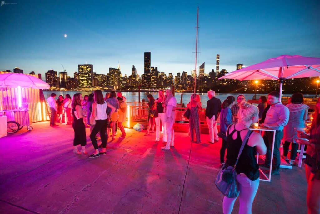 an outdoor event space in NYC overlooking the river