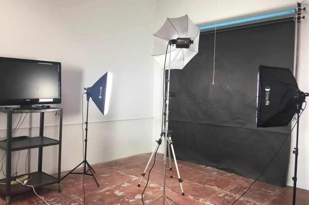 a storefront photo studio with skylight