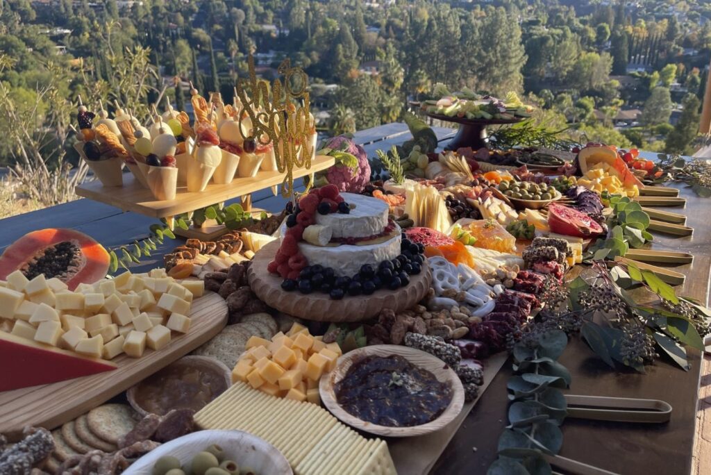 food spread at an outdoor engagement party