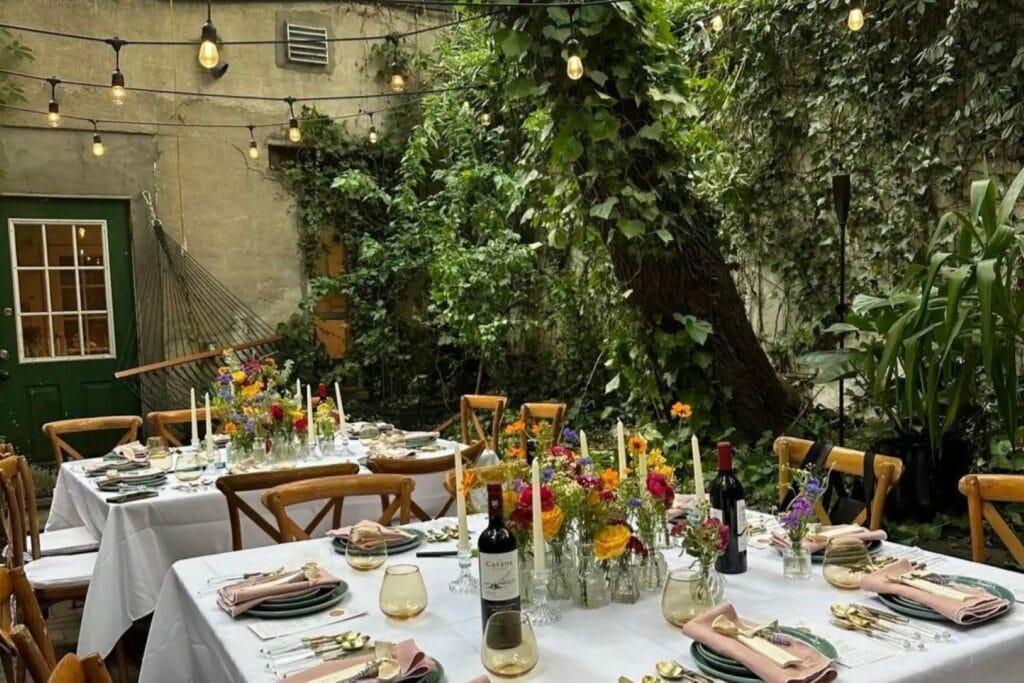 elegantly decorated outdoor event space