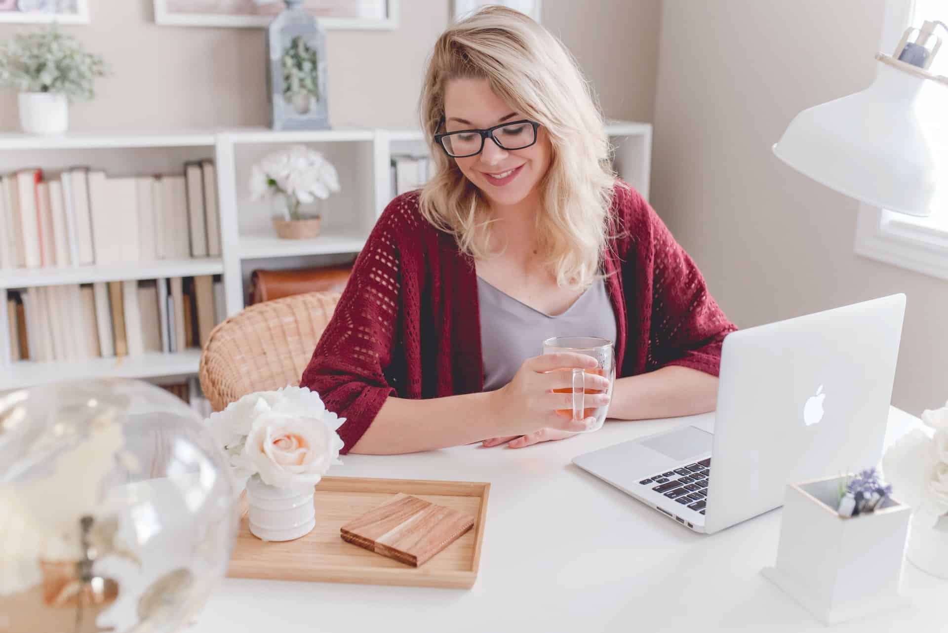 woman in home office