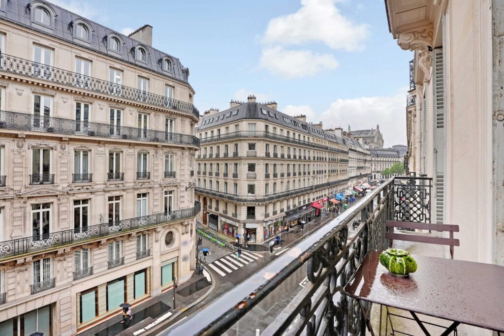 View of a street in Paris from an apartment terrace