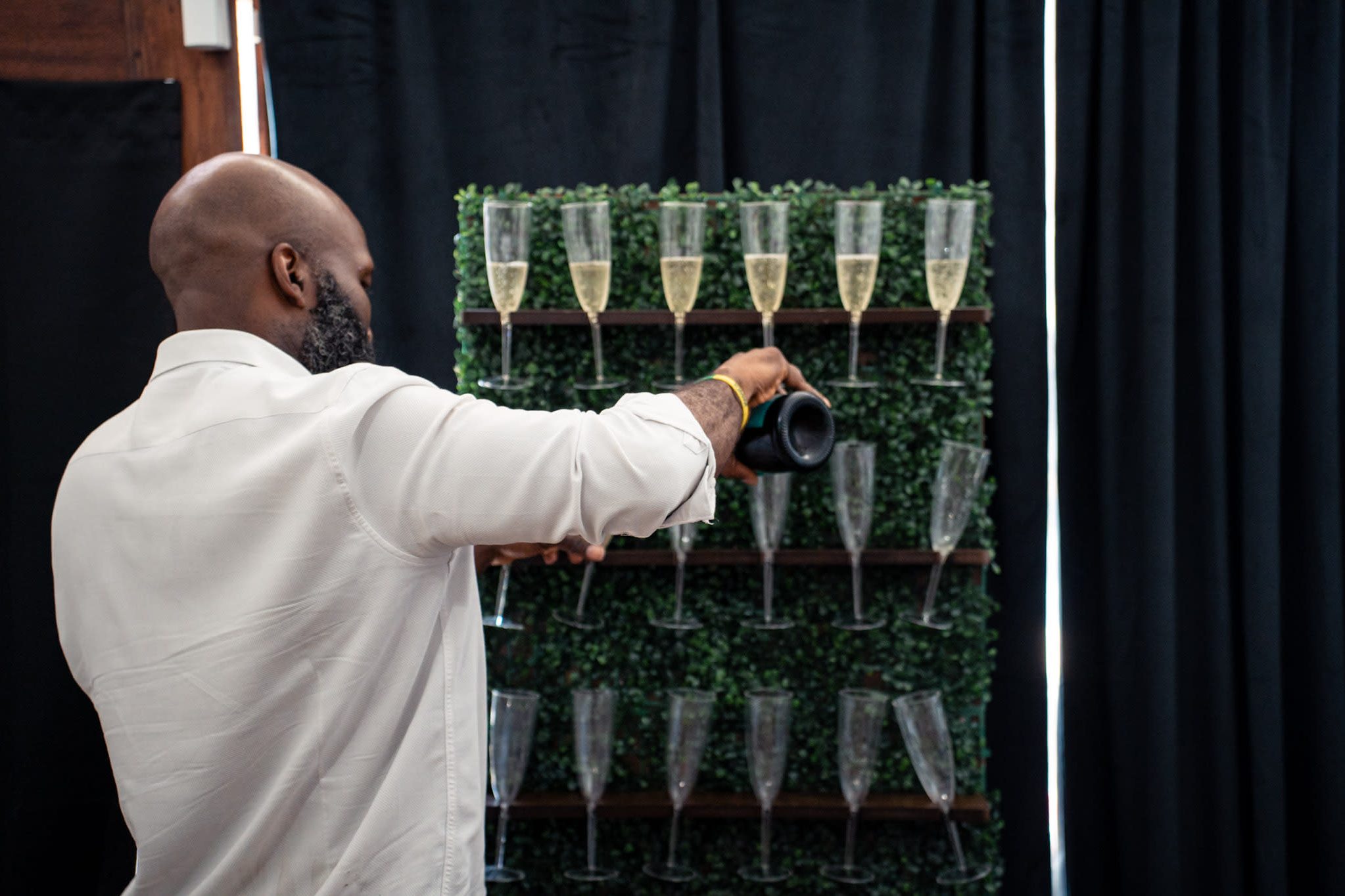 Party planners in Baltimore setting up a stylish event space