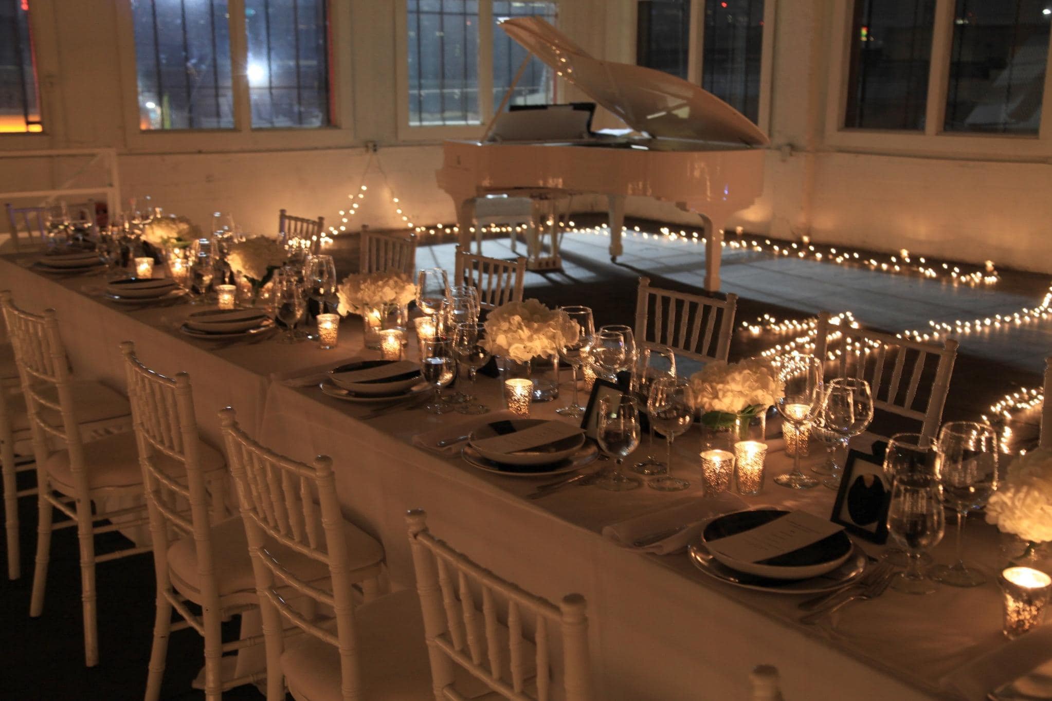 Elegant California banquet table with candles and upscale event styling