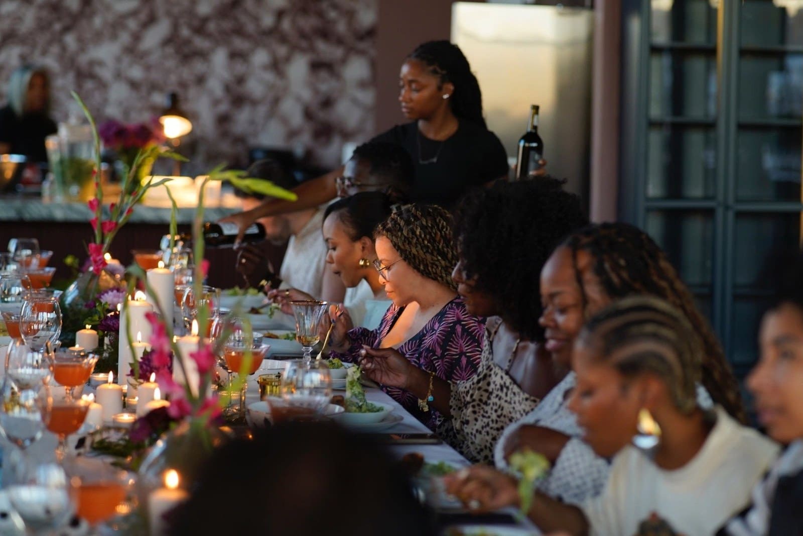 A Georgia party planner reviewing event design and decor plans