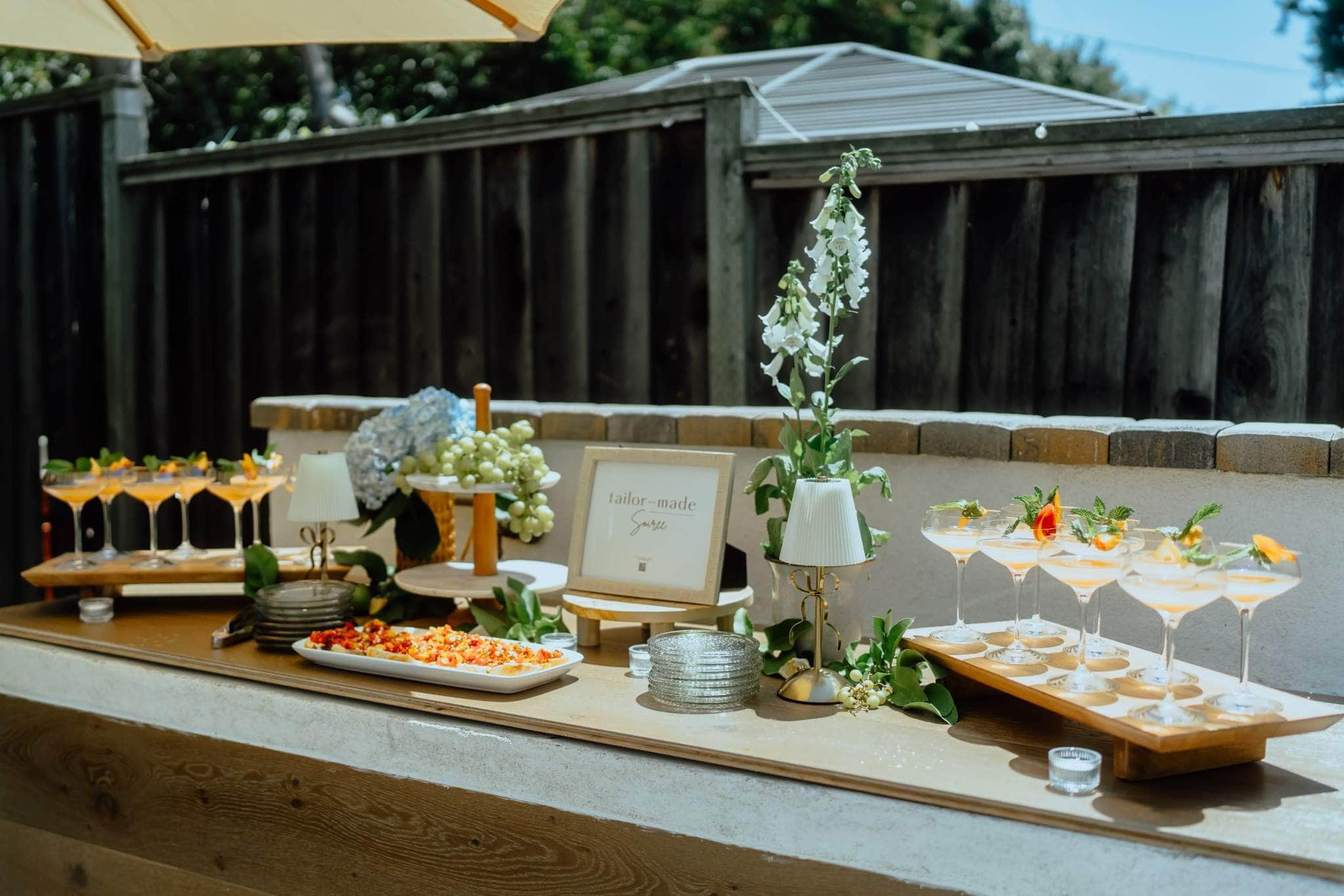 Outdoor catering display for a garden party in Houston