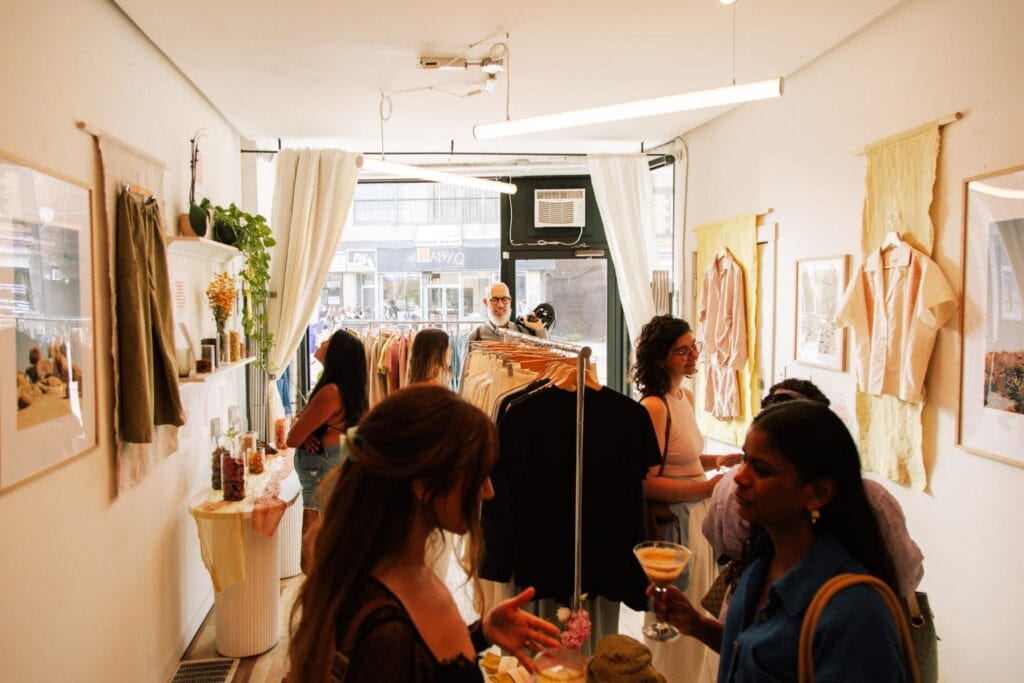 Bright, airy indoor Los Angeles party with people