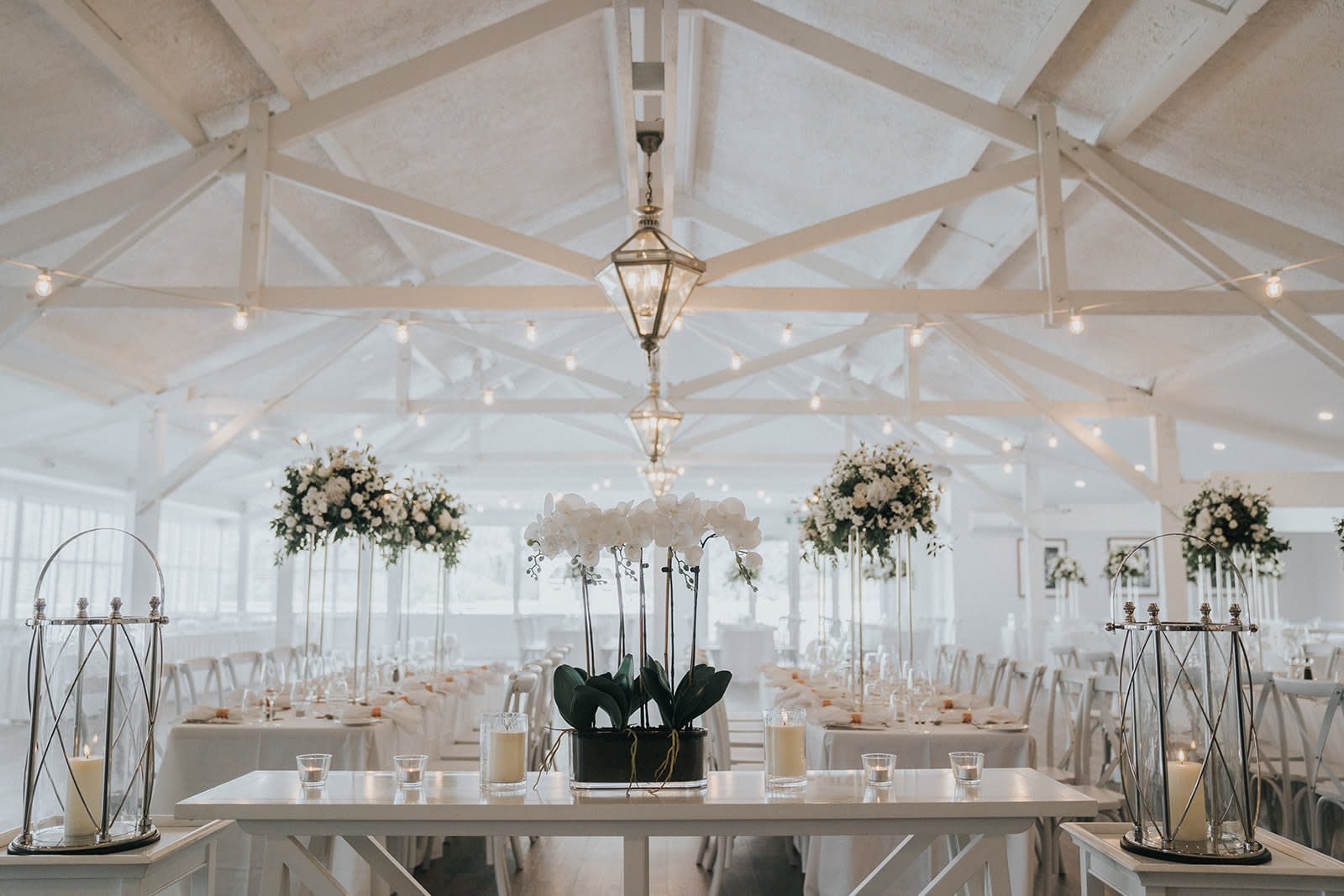Guests gathered at a stylish party venue in Maine