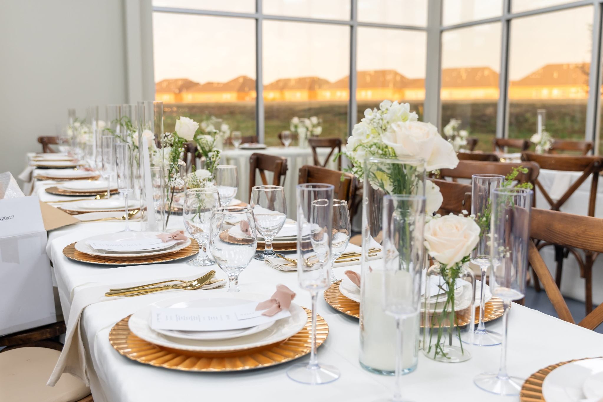 Outdoor space decorated for a lively Plano party celebration